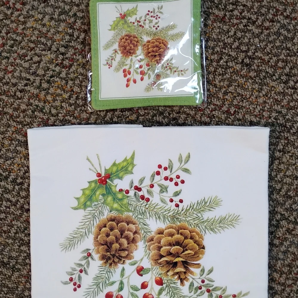 Festive Pinecone Holiday Napkin Set